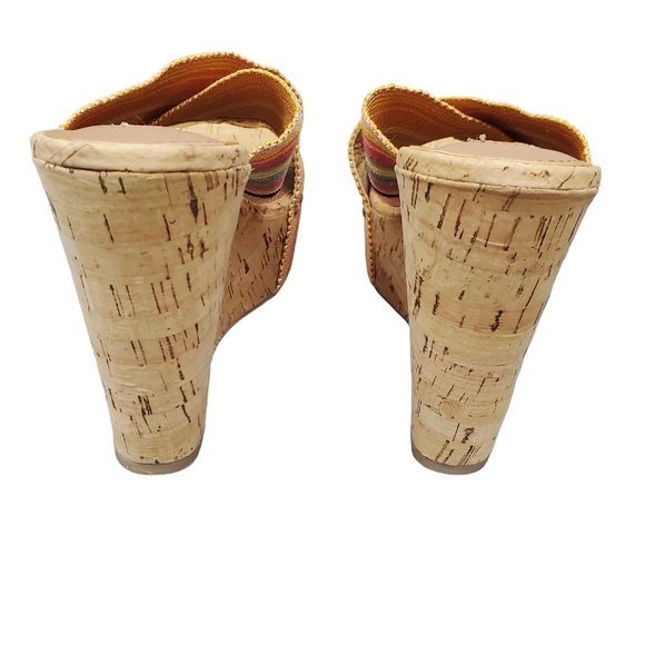 Steve Madden Womens Pride Colorful Stripe Cork Wedge Sandals Size 8.5 - Picture 6 of 11